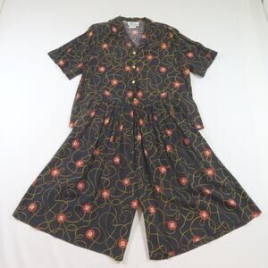 N Touch Nautical Blouse Shorts Set Rayon Navy Blue Sz 20 top 18 shorts